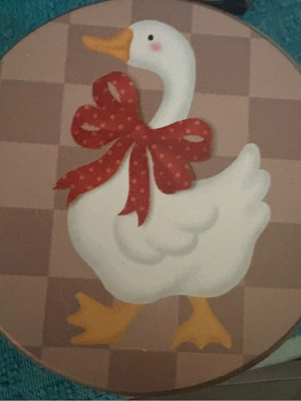 White Goose Wall Art with Red Bow